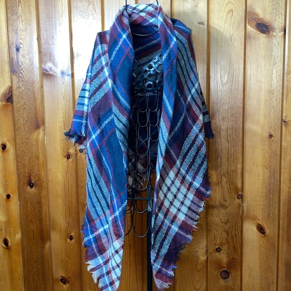 Blanket Scarf Plaid Long Warp Shawls Tartan Knit Winter Warm Lattice Scarves - Picture 2 of 8